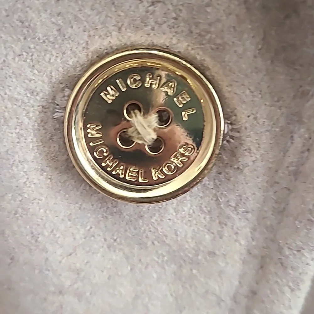 Michael Kors Women Coat XS Tan Gold‎ Buttons Wool Blend Pea Coat Blazer Jacket